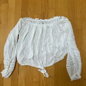 Hollister White Smocked Long Sleeve Blouse